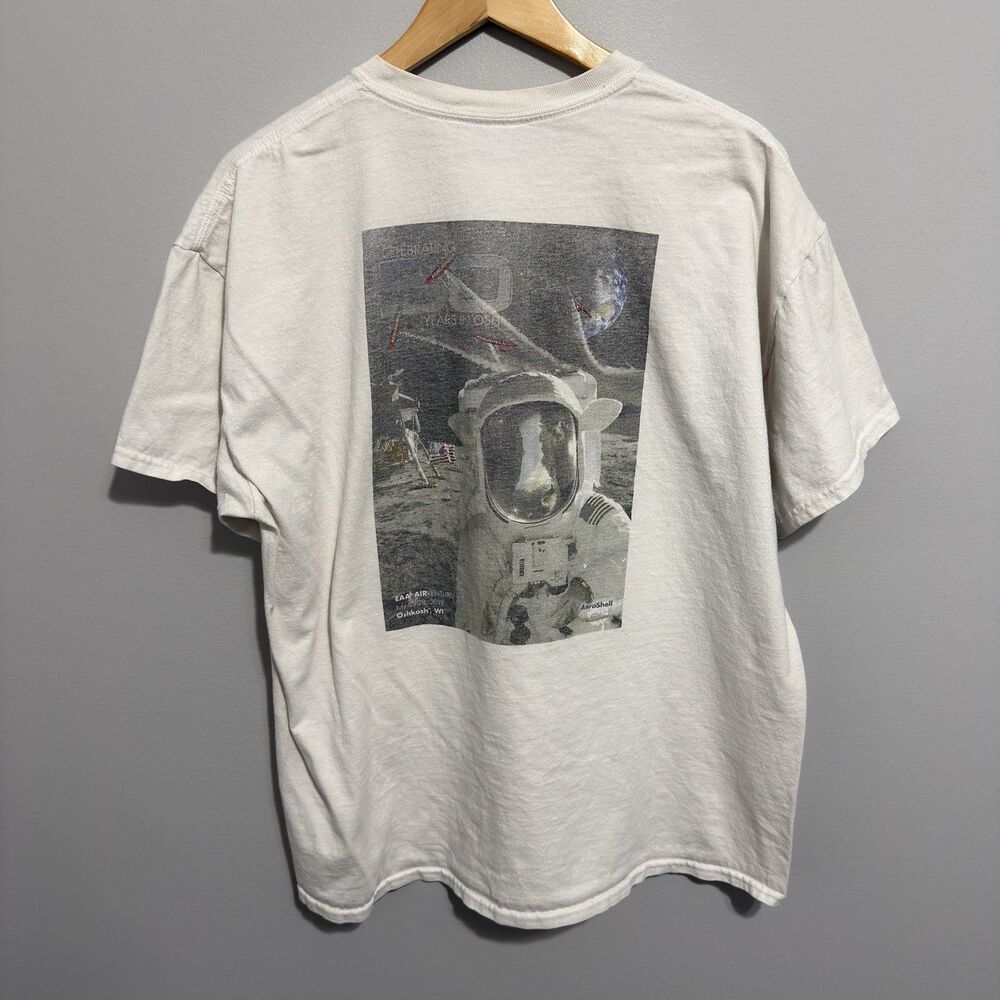 Vintage Shell Moon Landing Anniversary Space Graphic T-Shirt NASA Mens Size XL